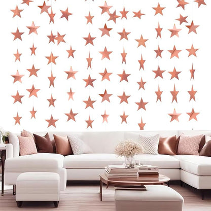 Iridescent Shining Star Hanging Garland Iridescent Hanging Sparkling Star Streamer Glitter Bunting Banner Twinkle Backdrop for Wedding Baby Shower Birthday Christmas Decorations 40 Feet