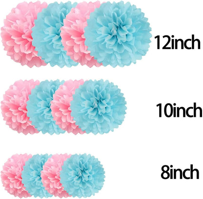 12Pcs Purple and Gold Hanging Tissue Paper Pom Poms,Pompoms Flowers for Ceiling Party Decorations(Purple,Light Purple,Gold)