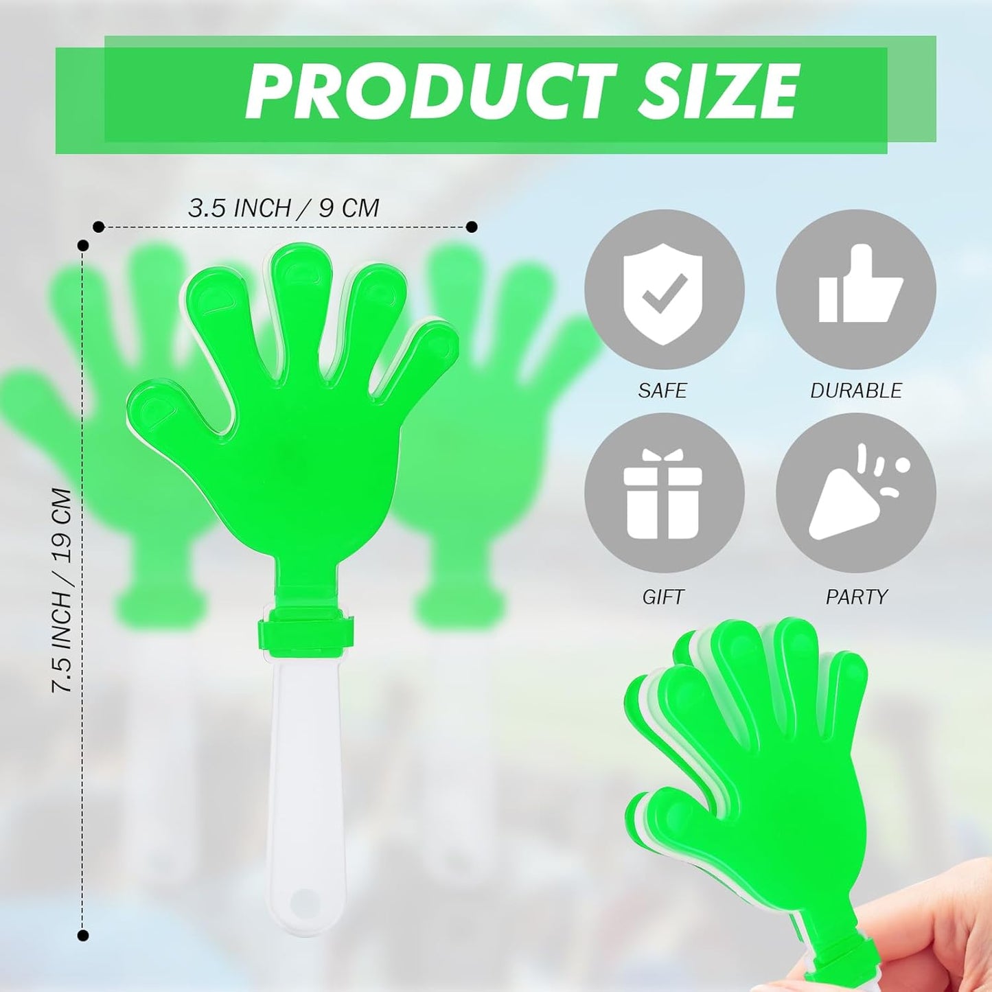 48 Pack Hand Clappers 7.5 Inch Noisemakers Bulk for Team Sports School Events Party Favors(Blue and White)