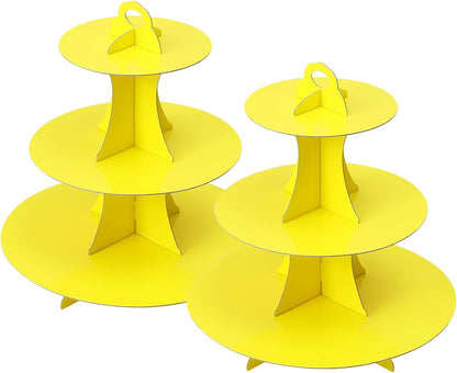 Soleebee 3-Tier Round Cupcake Stand, Cardboard Cupcake Tower, Dessert Cup Cake Stand Tower for Birthday Wedding Party Decoration, Cupcake Tier Stand 1 Set (Hot Pink)