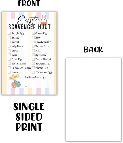 Easter Scavenger Hunt Clues 30pk 6x9” Card Stock Paper Postcards Group Game Party In Your House Check Off Things Challenge Friends Family Ideas Christian Bunny Bucks