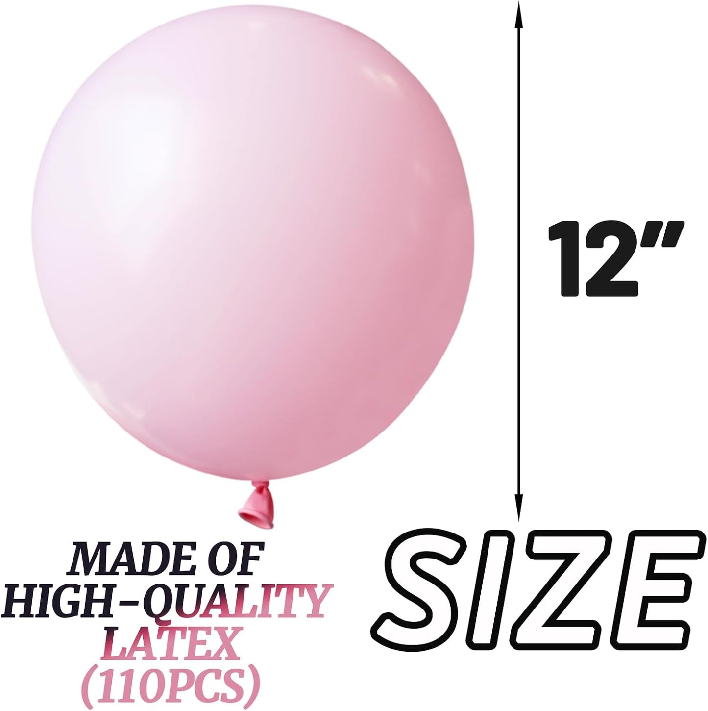 110pcs Black Balloon 12 inch, Black Latex Balloons for Birthday Party Baby Shower Wedding(with 2 Ribbons). - Colors A