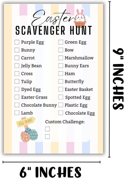 Easter Scavenger Hunt Clues 30pk 6x9” Card Stock Paper Postcards Group Game Party In Your House Check Off Things Challenge Friends Family Ideas Christian Bunny Bucks