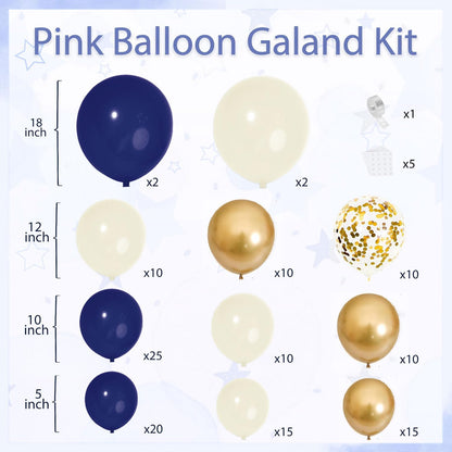 Rose Gold Balloon Garland Kit, Nude Pastel Pink Metallic Gold Matte White Balloons Gold and Rose Gold Confetti Balloons for Valentines Day Wedding Bridal Shower Party Girl Birthday Decorations