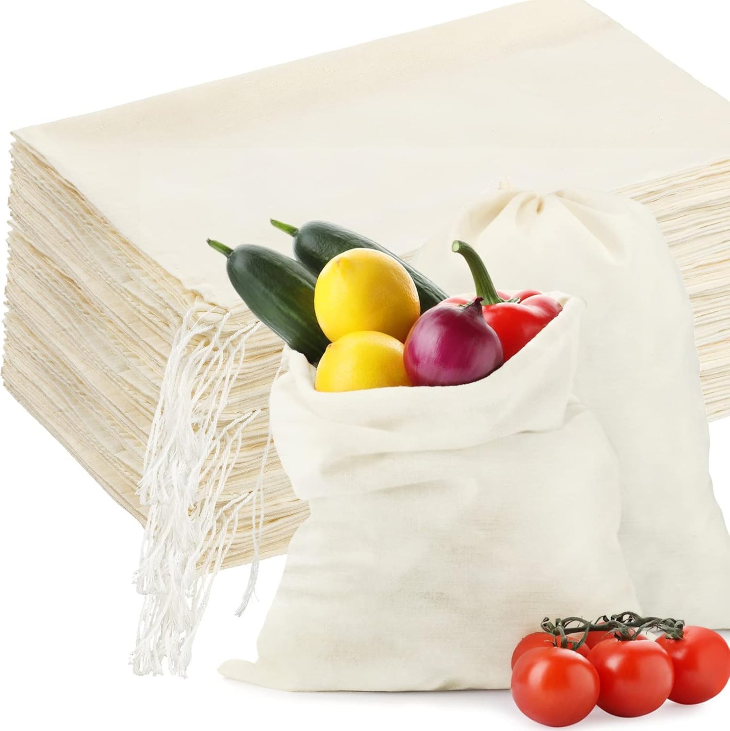 Tatuo 50 Pieces 4 x 6 Inches Muslin Cotton Drawstring Bags Canvas Linen Sachet Bag Reusable Empty Gift Pouch for Party Home Supplies