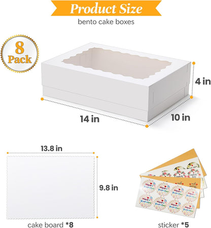 COTOPHER 50 Pcs Cake Boxes 8 Inch, 8x8x5 Inches Cake Containers (25 Boxes & 25 Boards), White Bakery Boxes with Windown for Cookies, Desserts, Cupcake, Pastries, Birthday, Wedding, Mother's Day