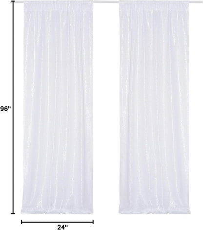 Poise3EHome Black Sequin Backdrop Curtains, 2 Panels 2FTx8FT Glitter Photo Booth Backdrop for Halloween Birthday Bachelorette Wednesday Twilight Party Decorations