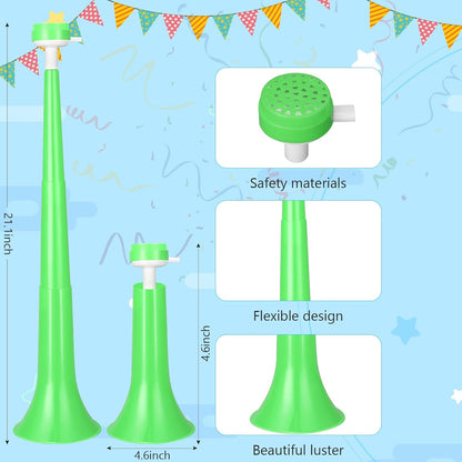 4 Pcs Collapsible Stadium Horn for Adult, 21 Inch Vuvuzela Plastic Trumpet, for Sporting Events Football Carnival Party, White