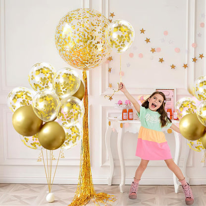Gold Confetti Balloons, 50 Pcs 12 Inch, Glitter Gold Confetti Party Balloons, Party Decorations, Birthday Wedding Baby Shower Party Balloons Decorations