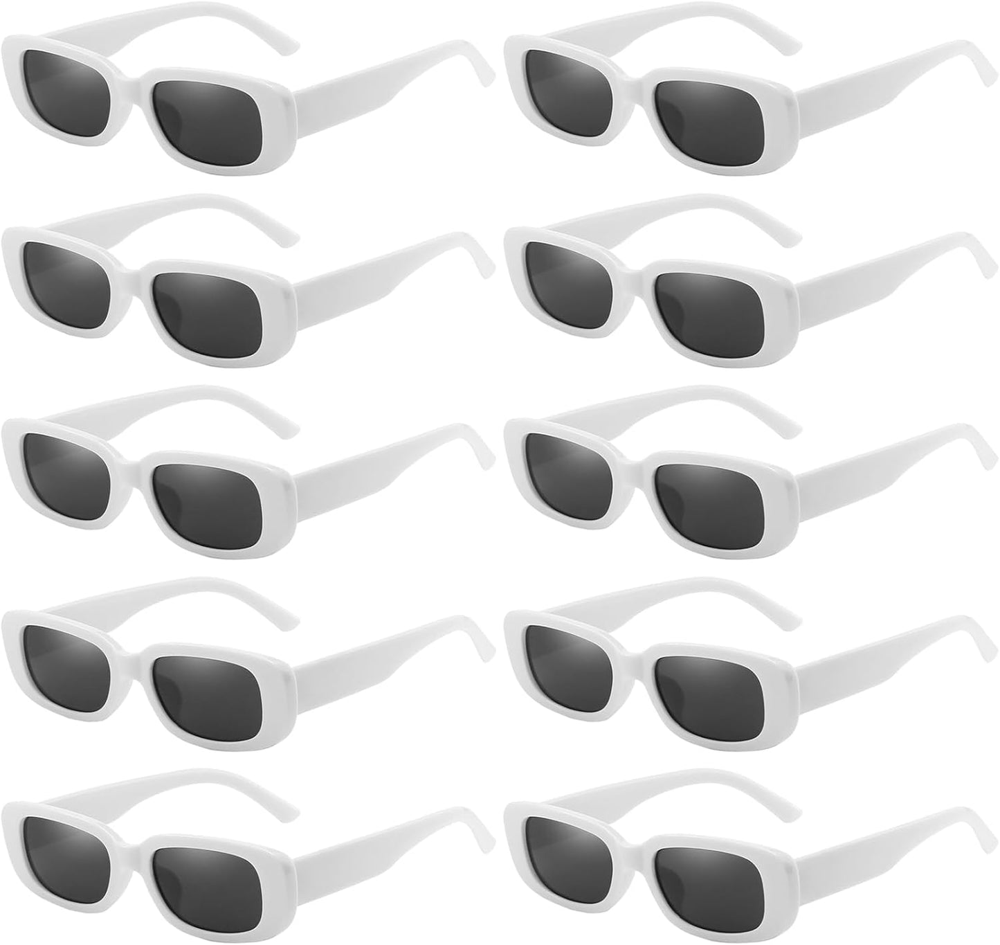 SUNOVELTIES 10 Pack Rectangle Sunglasses for Women Retro Narrow Square Glasses 90s Aesthetic Vintage Eyewear Uniex Adult