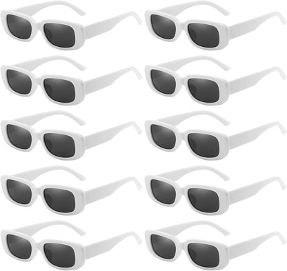 SUNOVELTIES 10 Pack Rectangle Sunglasses for Women Retro Narrow Square Glasses 90s Aesthetic Vintage Eyewear Uniex Adult