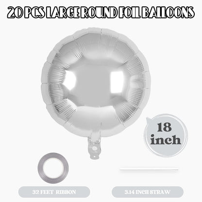 20 Pcs Black Round Shaped Balloons,18 Inch Round Foil Balloon,Giant Round Mylar Balloon Helium Balloons for Birthday Party Baby Shower Wedding Decorations (Black)