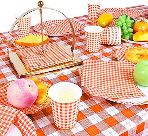 Gatherfun Disposable Red and White Gingham Paper Napkins (Pack of 50)