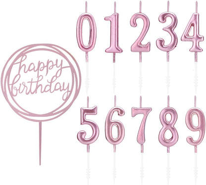 10-Piece Number Birthday Candles - Glitter Cake Toppers for Birthday & Wedding Parties