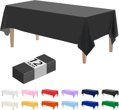 Kopokita 2PCS Black Plastic Tablecloths 54 x 108 Inch, Disposable Table Cloths Rectangle Party Table Covers