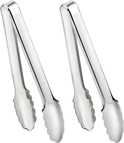 2 Pack Gold Serving Tongs Gold Serving Utensils Salad Tongs Buffet Tongs Non-slip & Easy Grip Stainless Steel Gold Plated Buffet Serving Tongs, Salad, Ice, Oven (9.5 Inch) (Gold)