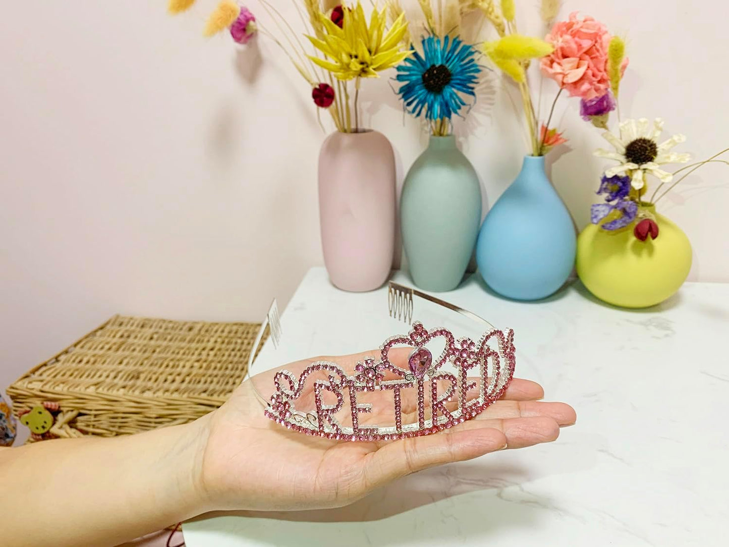 JETKONG Retirement Party Decorations Retired Tiara/Crown, Retired Sash for Women Retirement Gifts, Retirement Party Supplies, Gifts, Favors (Rose Gold)