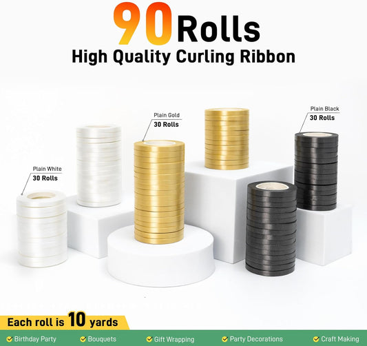 500 Yards Curling Ribbon Black, 1/5" Wide Crimped Black Curling Ribbons - Ideal for Gift Box Wrapping, Birthday, Halloween, Christmas Party Decorations, Balloon String