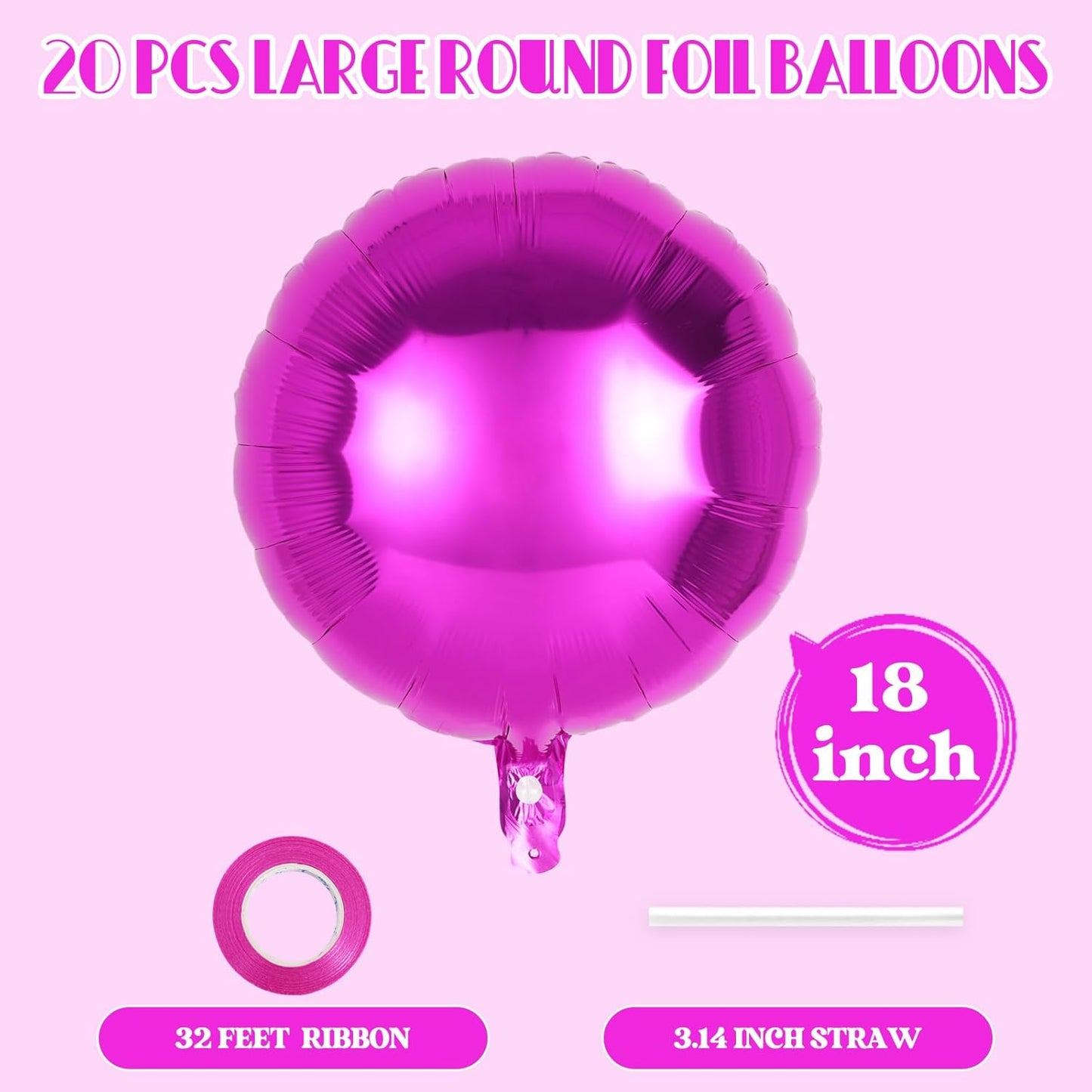20 Pcs Black Round Shaped Balloons,18 Inch Round Foil Balloon,Giant Round Mylar Balloon Helium Balloons for Birthday Party Baby Shower Wedding Decorations (Black)
