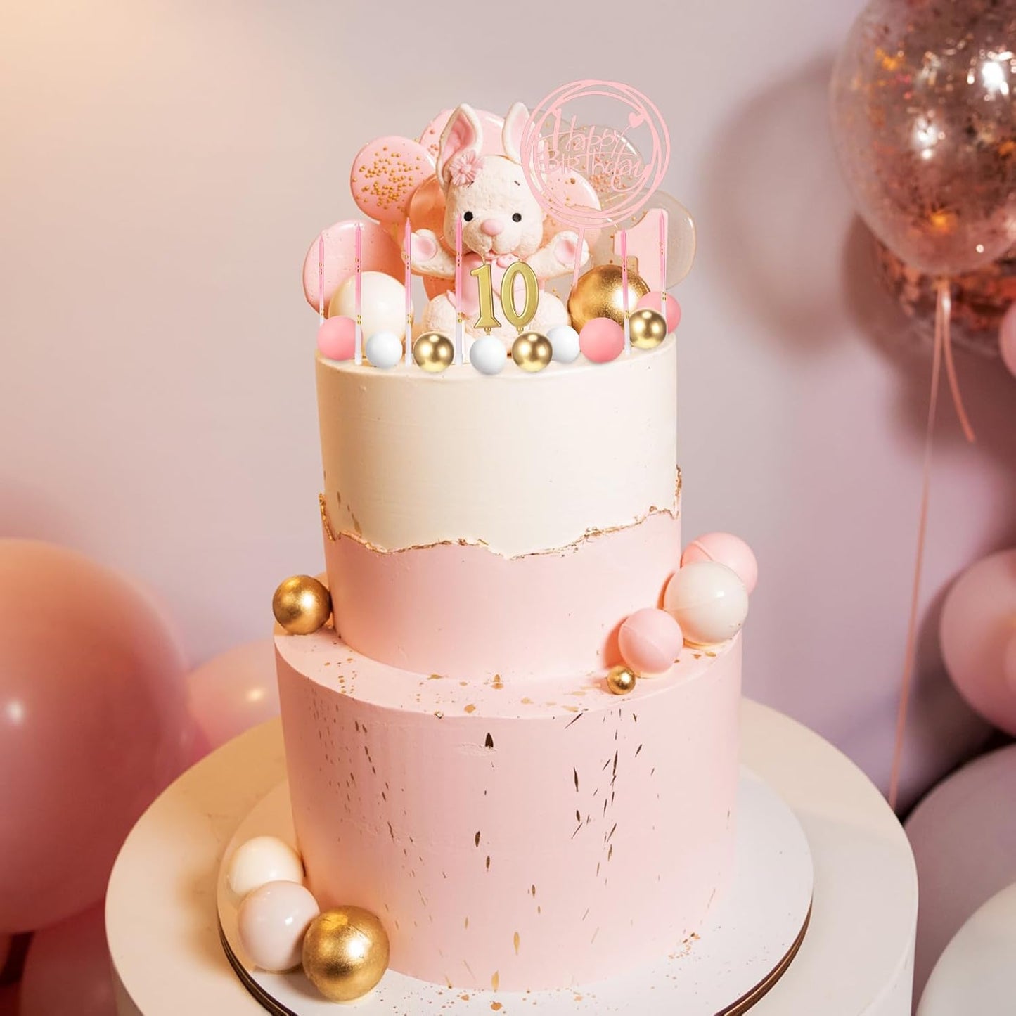 Yerliker 34 Pcs Happy Birthday Cake Toppers Decorations Birthday Candles DIY Cake Decor for Men Women Wedding Anniversary(Gold)