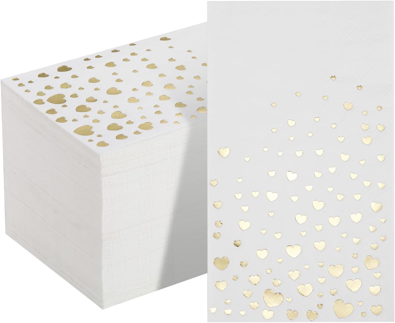 Stylish Gold Dinner Napkins, 100 White and Gold Napkins, Disposable Party Napkins, 7.5x4.25 Inch Wedding Napkins for Reception, 3-Ply Dinner Napkins, Disposable Napkins for Party, Gold Paper Napkins