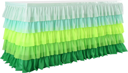 Pastel Rainbow Table Skirt Ruffle Party Tablecloth for Rectangle Table 6ft Birthday Party Baby Shower