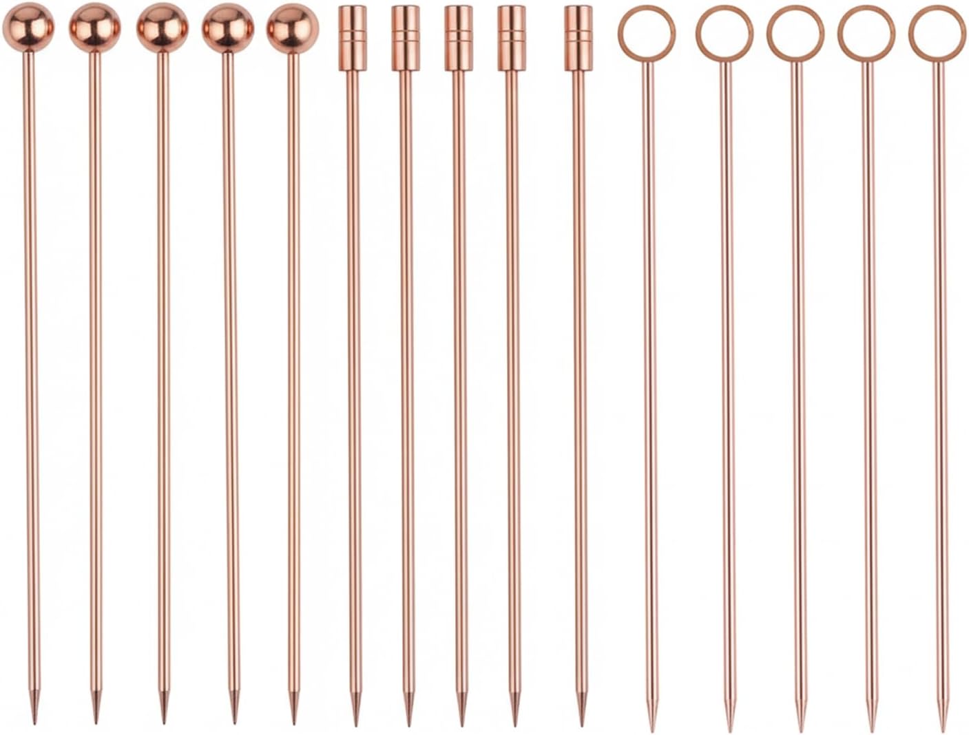 I-MART 15 Pack Stainless Steel Cocktail Picks Martini Olive Skewers, Reusable Metal Garnish Sticks for Drinks, Appetizers, Bloody Mary, Olives, Citrus, Fruit Decor (Gold, 4.25 Inch)