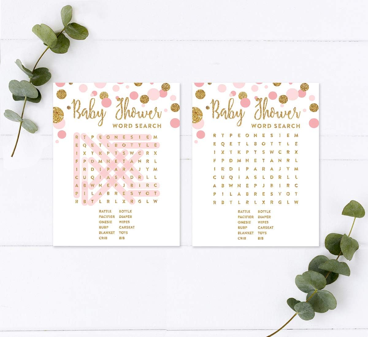 Andaz Press Blush Pink Gold Glitter Girl Baby Shower, Printable Table Tent Place Cards, 20-Pack, Seat Placement Cards Blank Place Cards For Table Settings Name Cards for Wedding, Graduation Food Cards - Colors A