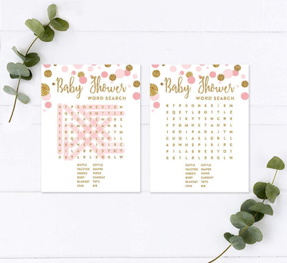 Andaz Press Blush Pink Gold Glitter Girl Baby Shower, Printable Table Tent Place Cards, 20-Pack, Seat Placement Cards Blank Place Cards For Table Settings Name Cards for Wedding, Graduation Food Cards - Colors A