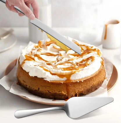 Wedding Cake Knife and Server Set, Cake Cutting Set with Stainless Steel Forks, Bridal Anniversary Birthday Wedding Registry Gifts (Silver)