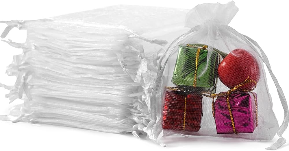 Meowoo 100PCS Organza Bags, 3x4in Small Mesh Bags Drawstring for Jewelry, Candy, Christmas, Sachets, Festivals, Bathroom Soaps, Makeup Organza, Wrapping Supplies(mixedcolor)