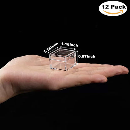 KissYou Acrylic Box Clear Boxes with Lid 12 Packs Small Candy Box Display Square Cube Wedding Graduation Party Decorations Jewlry Gift Box