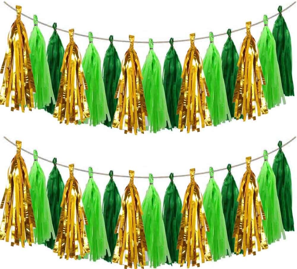 AIM & GGKK Navy Blue and Orange Tassel Garland Banner Tissue Paper Tassels for Party Suppiles Decorations,Wedding Decorations,Nursery Decor,Engagement,Football Party, DIY Kits(20PCS)