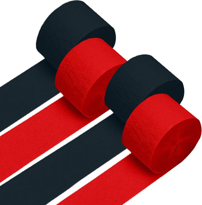 4 Crepe Paper Streamers Rolls, 328ft Pack of Red and White Crepe Paper for Birthday Baby Shower Wedding Christmas Valentines Day Party Decorations (1.8 inch x 82 ft/Roll)