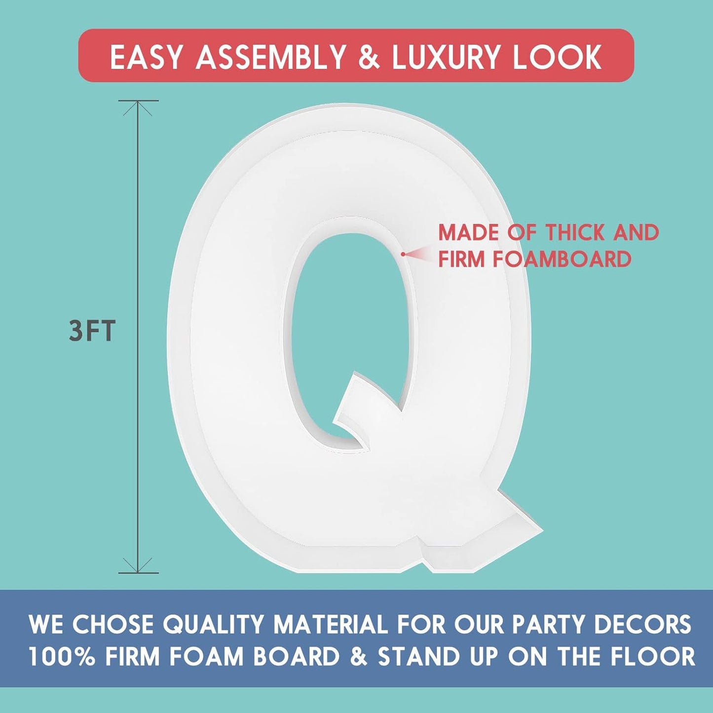 JW Passion - Premium Quality Made 3FT Tall Mosaic Balloon Frame Big Marquee Light Up Letters DIY Kit for Birthday Party Wedding Backdrop Decor Letter A Pre-Cut Foam Board