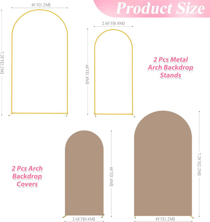 Wokceer Wedding Arch Backdrop Stand and Cover Set of 2 Metal Arch Stand with Arch Cover White 7.2FT, 6FT for Birthday Party Wedding Ceremony Bridal Baby Shower Event Decor