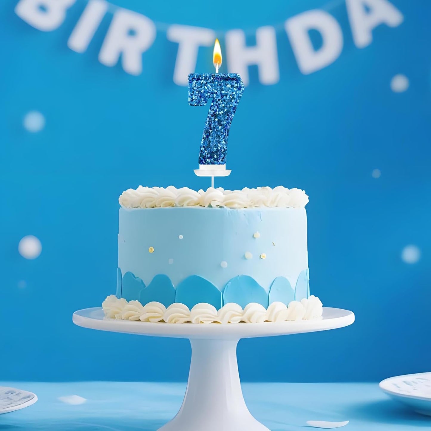 Birthday Number Candles, Glitter Number Candle Cake Decorations with Sequins, Cupcake Decorations for Girls, Women, Party Anniversary Celebrations (Number 6, Purple)
