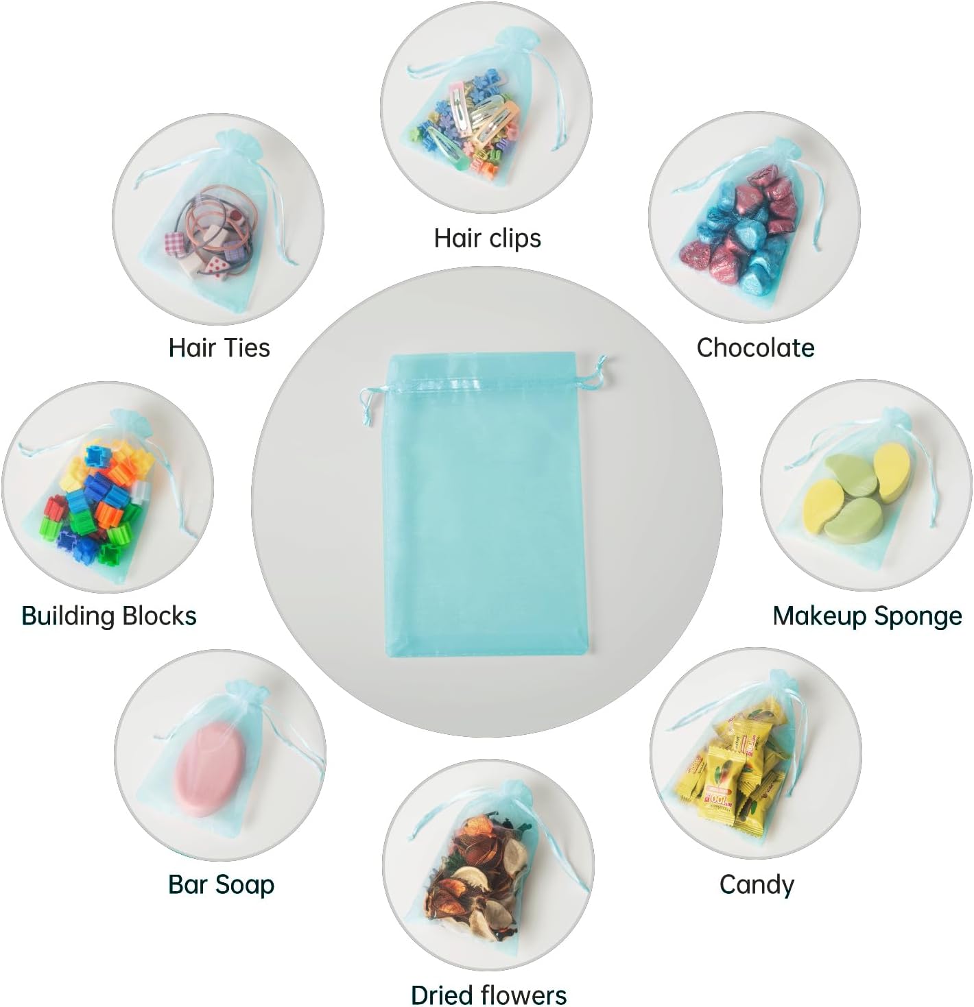 100PCS White Organza Bags, 4x6 Inch Small Mesh Bags Drawstring, Jewelry Gift Bags for Easter, Party, Festival, Bathroom Soaps, Makeup