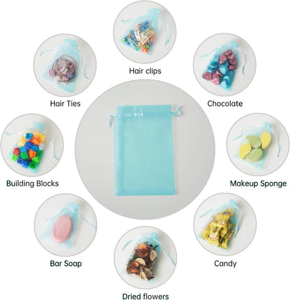 100PCS White Organza Bags, 4x6 Inch Small Mesh Bags Drawstring, Jewelry Gift Bags for Easter, Party, Festival, Bathroom Soaps, Makeup