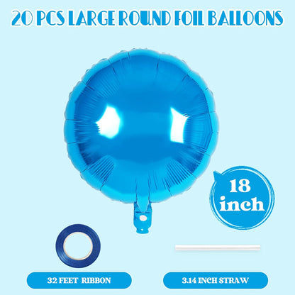 20 Pcs Black Round Shaped Balloons,18 Inch Round Foil Balloon,Giant Round Mylar Balloon Helium Balloons for Birthday Party Baby Shower Wedding Decorations (Black)