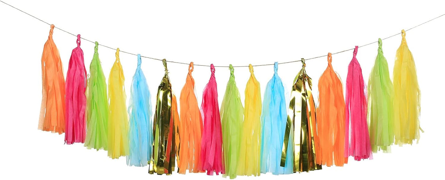 Meetppy 30PCS Mexican Fiesta Cactus Tassel Garland Tissue Paper Tassels Banner DIY Kit Baby Shower Party Fiesta Bachelorette Llama Party Decorations