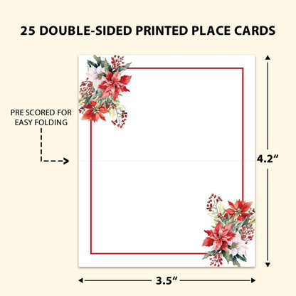 Boho Floral Place Cards for Table Setting, Wedding Placecards, Tent Cards Decor For Bridal Shower Anniversary Party Decorations, 25 Pack Baby Shower Food Name Card, 2 x 3.5" /001