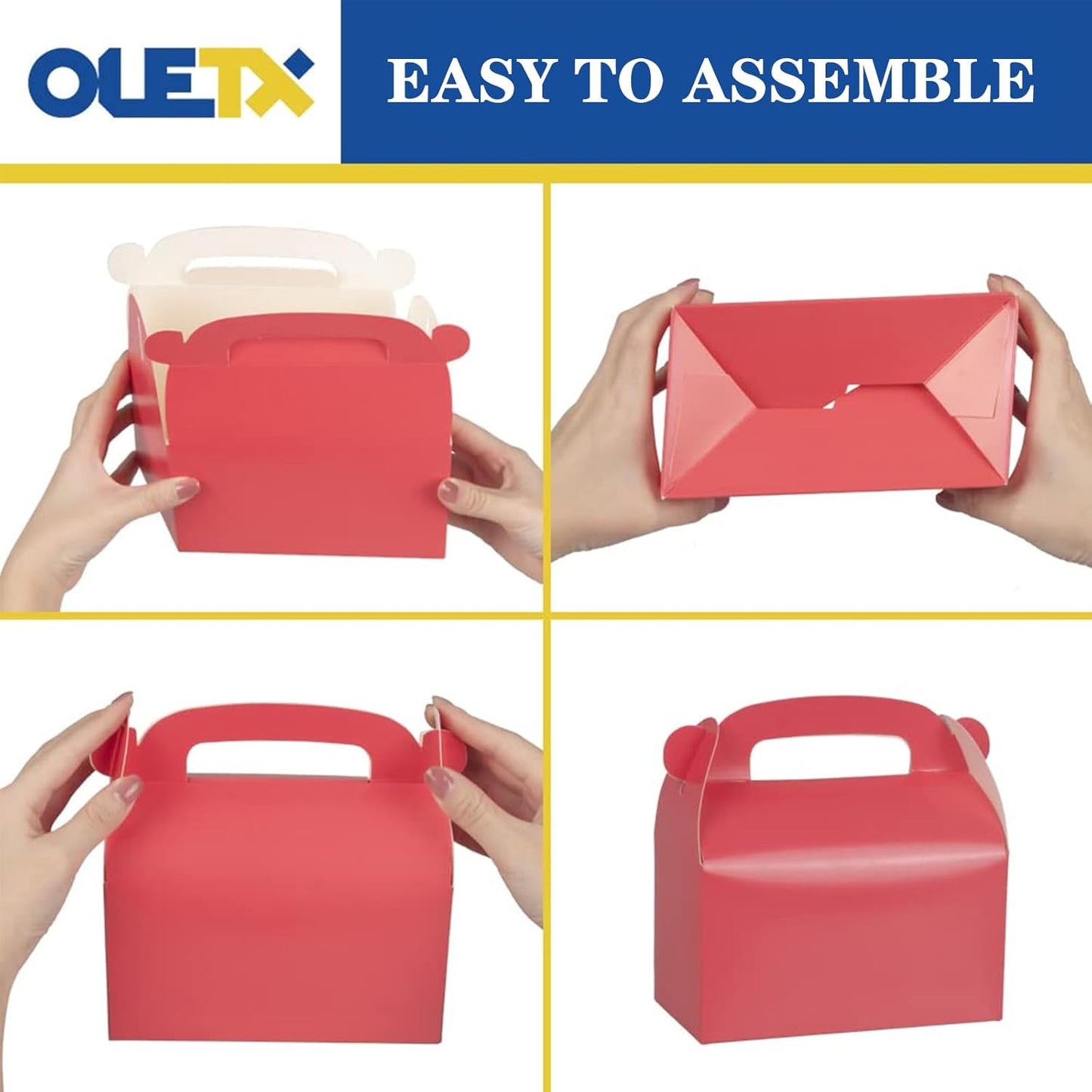 30-Pack Yellow Party Favor Treat Boxes, Goodie Candy Box, Gable Paper Gift Boxes with Handles Perfect for Construction and Chic Yellow Submarine Party Decoration Supplies