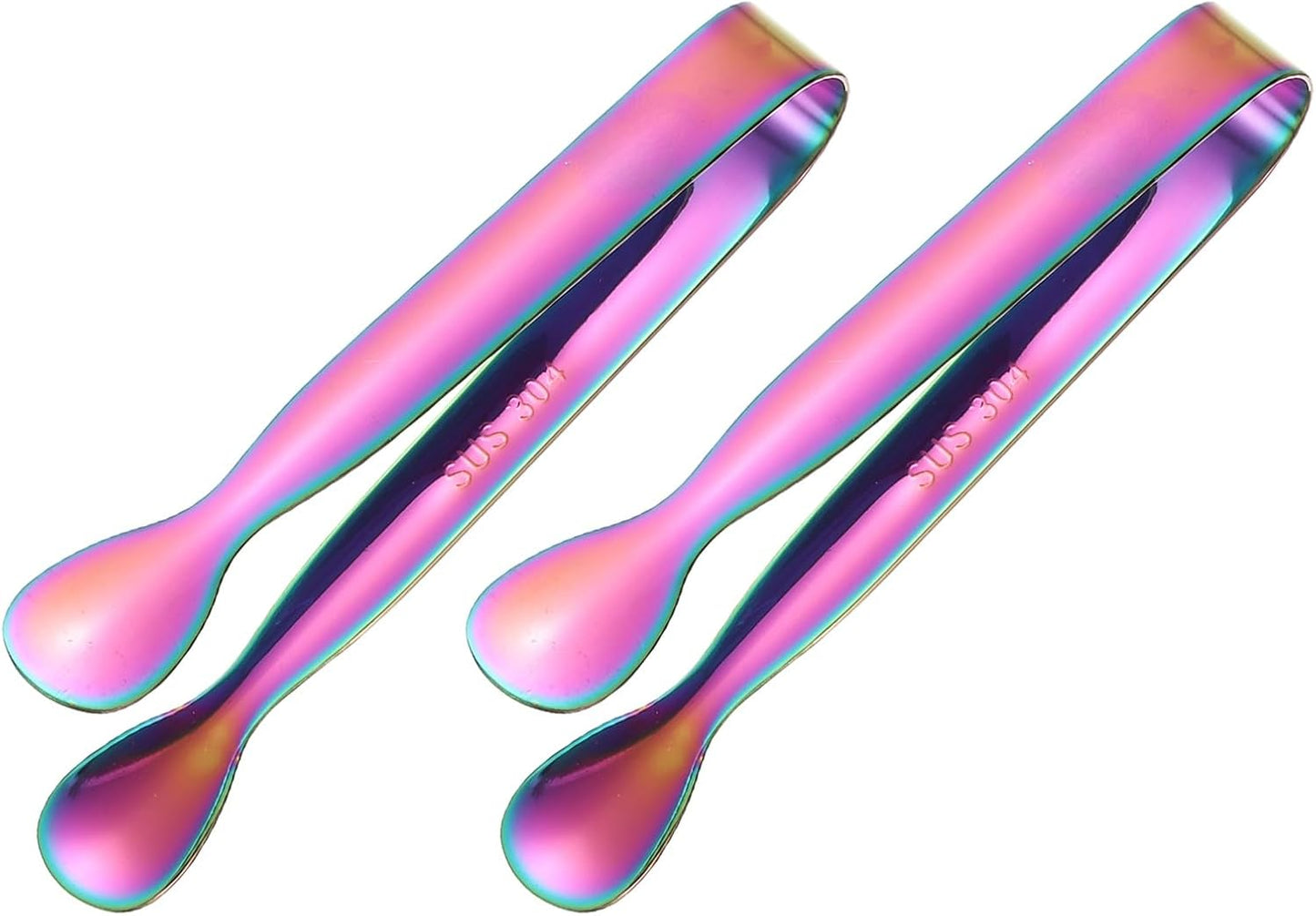 uxcell 2 Pcs Mini Serving Tongs, 4.3 Inch Kitchen Tong Stainless Steel Small Buffet Tongs Ice Sugar Tong for Serving Charcuterie Dessert Party Tea Party Bar Coffee, Gold