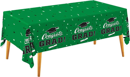 Gatherfun Graduation Party Decorations, Gongrats Grad Tablecover for Graduation Party Supplies, 3 pcs Green Table Cloths, 54"x108"
