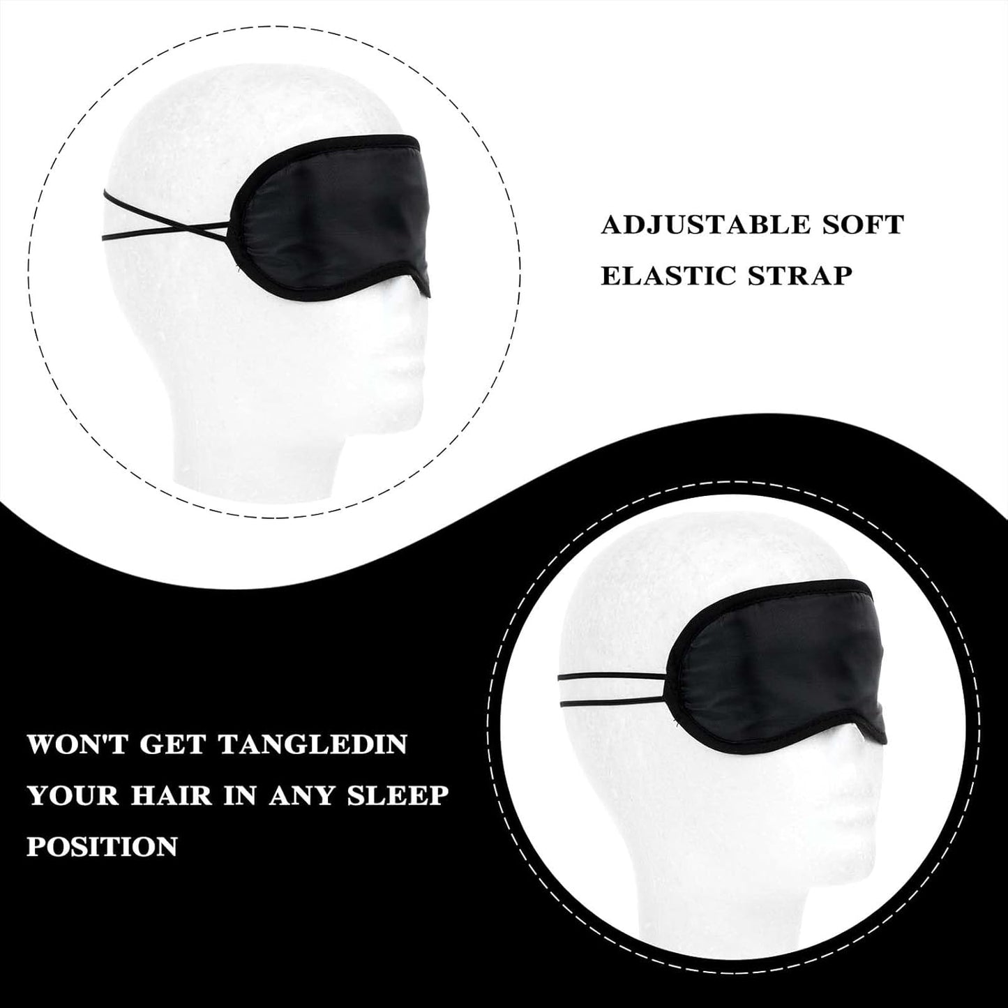 COMNICO 6pcs Blindfold Eye Mask Shade Cover Eye Mask Sleep Masks Sleeping Mask Party Supply with Adjustable Strap for Men and Women (Black)