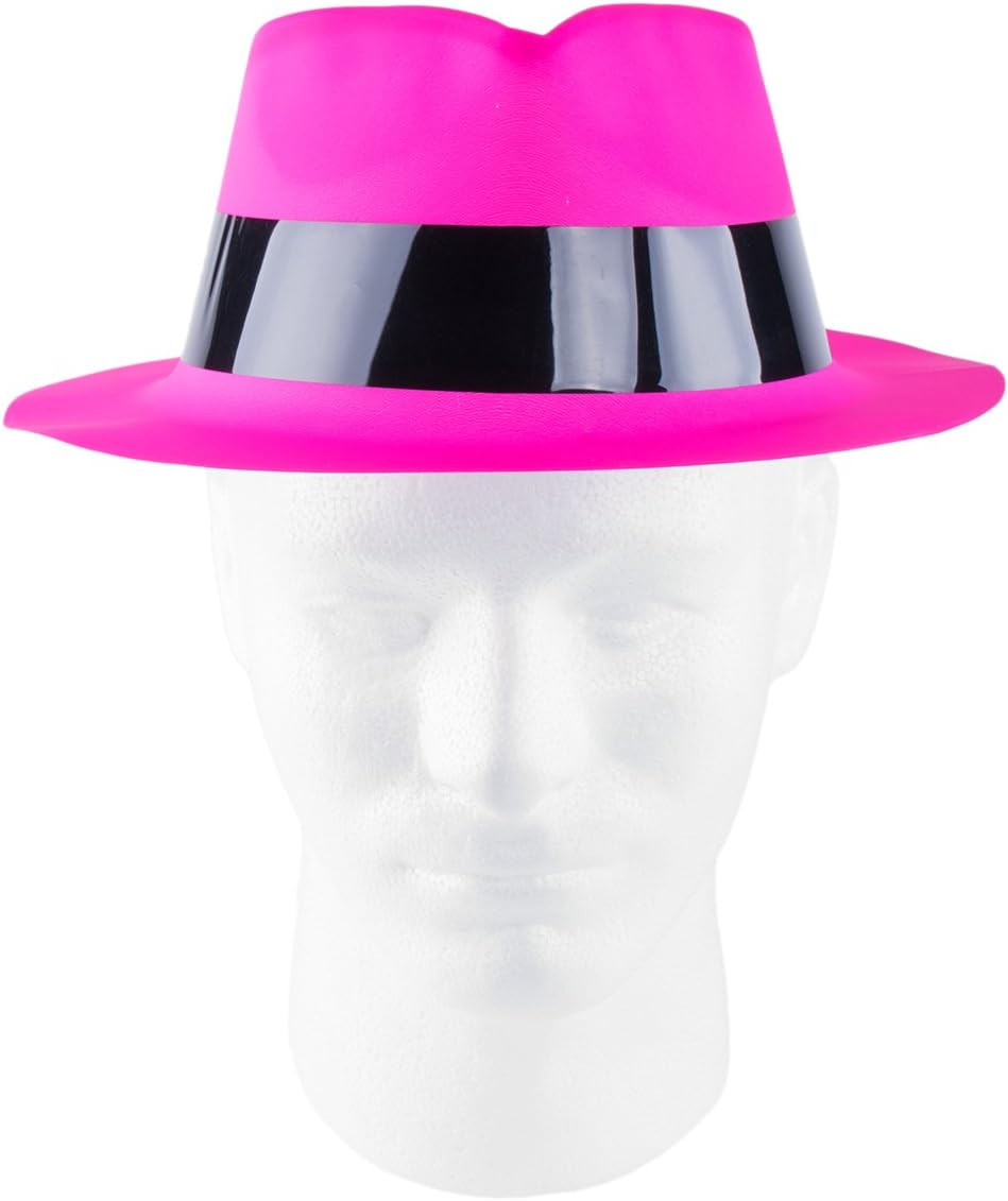 Super Z Outlet 12 Pack Neon Mafia Style Gangster Fedora Dress Hats Children's Birthday Props Supplies Favors
