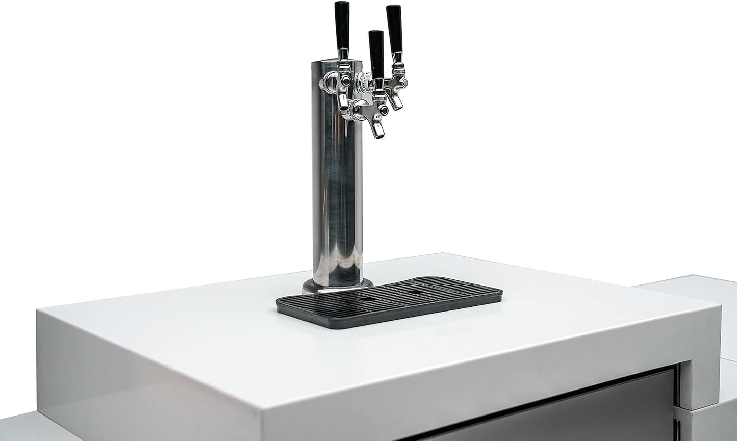 Mont Alpi Bar Series MA-BEVKEG Stainless Steel Outdoor Rated 3 Beer Tap Kegerator Keg Center Dispenser + Beverage Center with Compact Refrigerator + Granite Countertops
