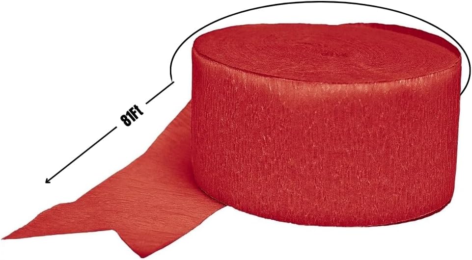 Amscan Premium Apple Red Crepe Paper Streamer - 81ft, 1 Piece - Perfect for Birthdays, Weddings, and Events