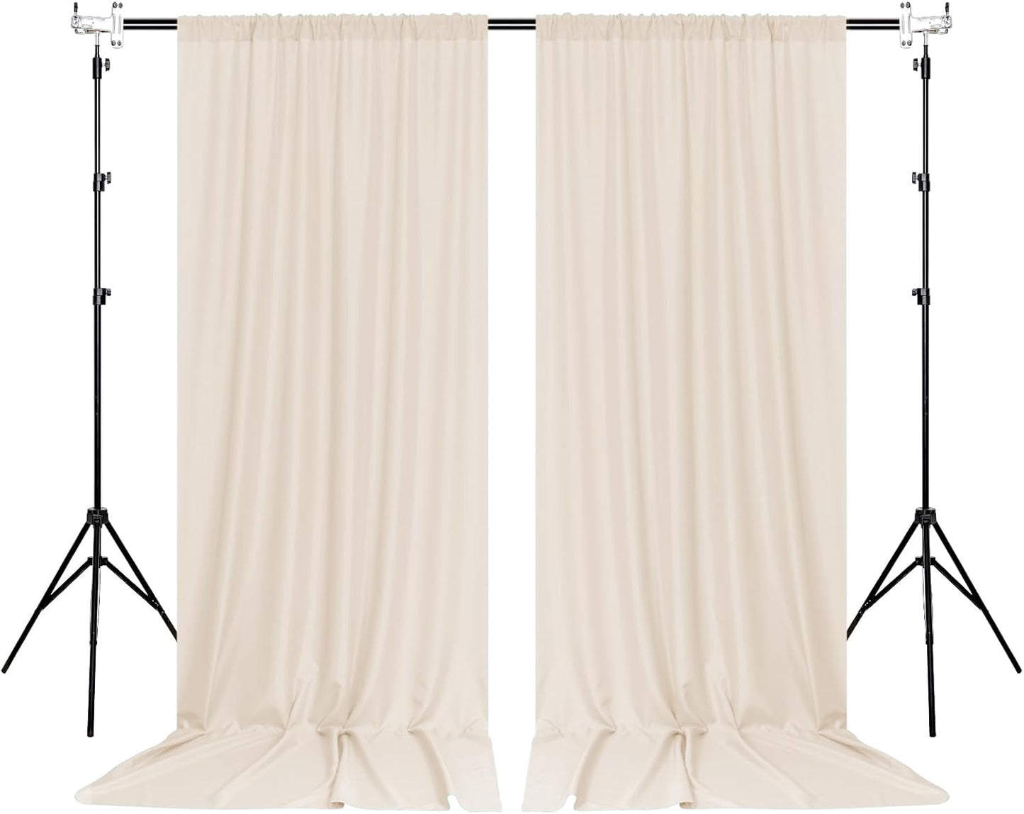 MEETSKY Black Backdrop Curtains for Parties - 10ft x 8ft Party Photo Background Curtain Rod Pocket Fabric Drapes Panels for Boys Birthday Holiday Home Halloween Decoration, 5ft x 8ft, 2 Panels